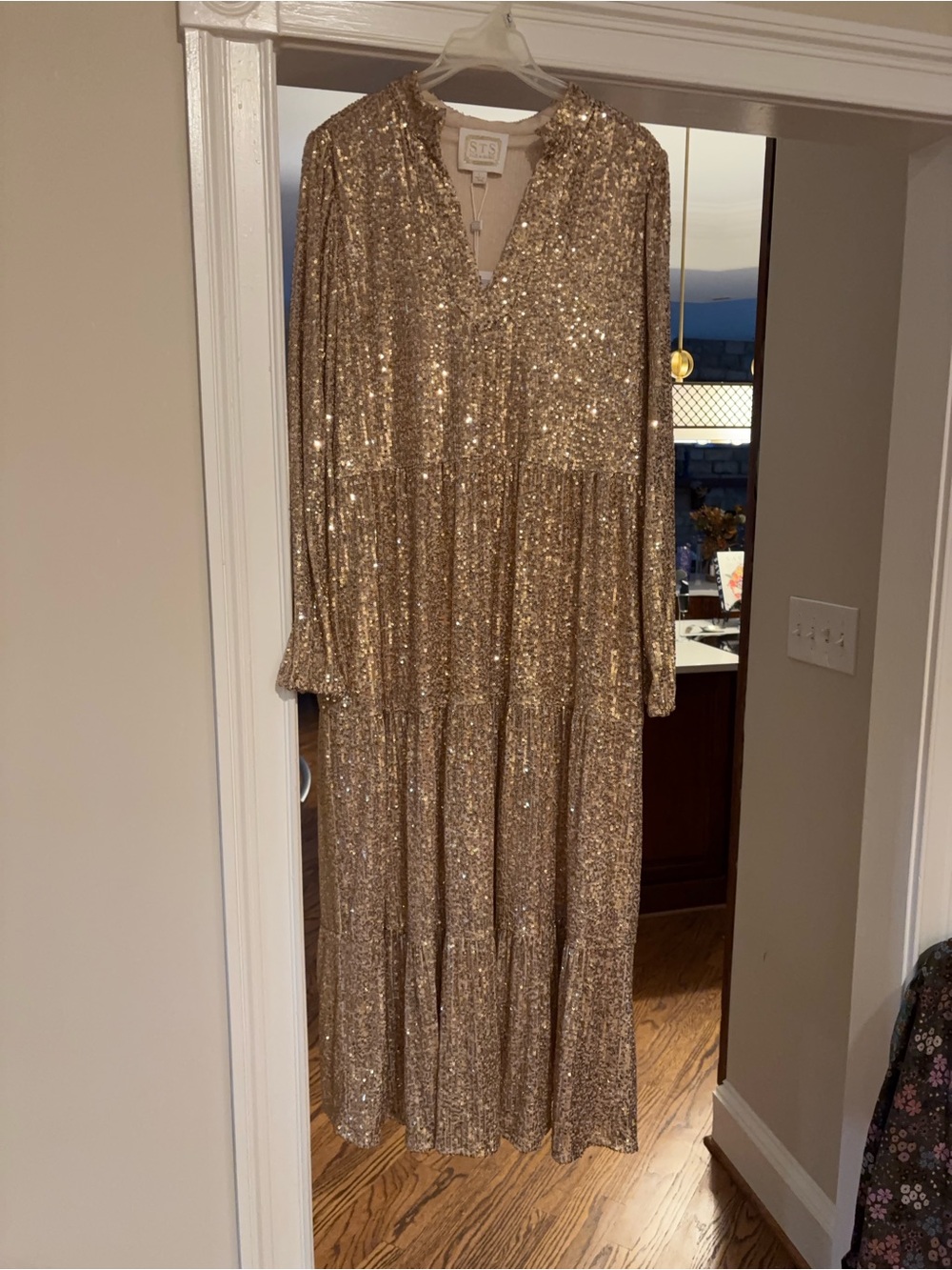 Sail to Sable Gold Sequin Maxi Dress NWT Large